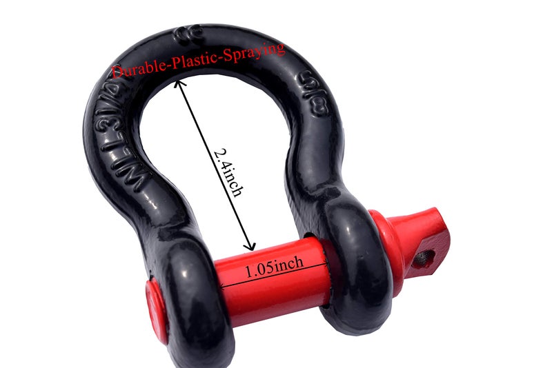 QIQU 2Pack 5/8inch D-Ring Shackle,Steel Shackle for Towing,Heavy Duty Forged Steel with 3.25ton Ton Capacity (5/8inch, Black with Red Pin) - Image 1